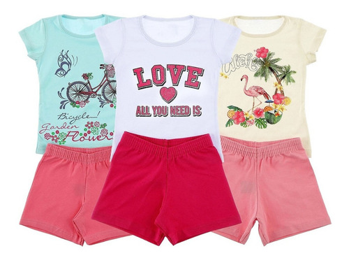 Imagem 3 de 7 de Kit 6 Conjunto Infantil Menina 1 Ao 8 Anos