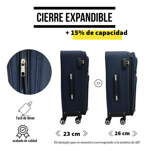 Juego 2 Maletas De Viaje Tela 24 Y 28 Pulgadas 20 Y 25 Kg Azul Oscuro 3002