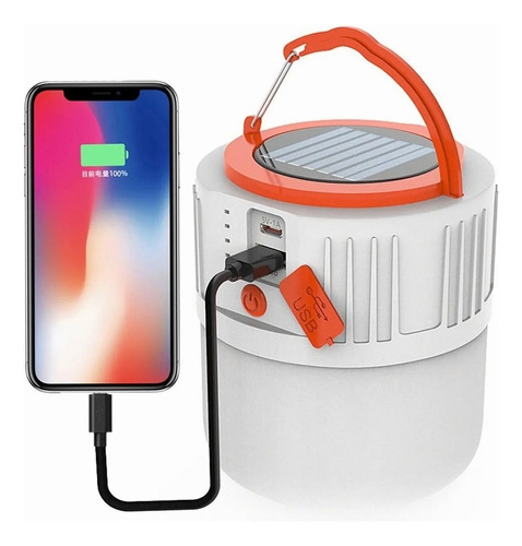 Foco Linterna Solar Recargable Exteriores Acampar Portatil