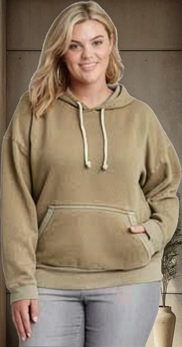 Hoodie Polar Sudadera Fleece Felpa Retro Deslavada Mujer