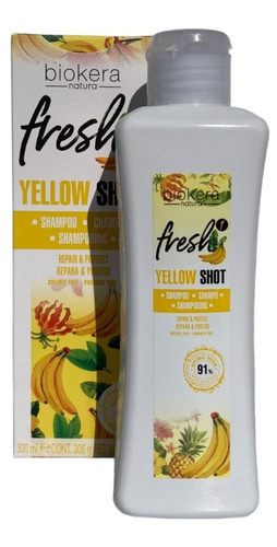 Salerm Shampoo Biokera Fresh Yellow Shot 300ml 91% Vegano 