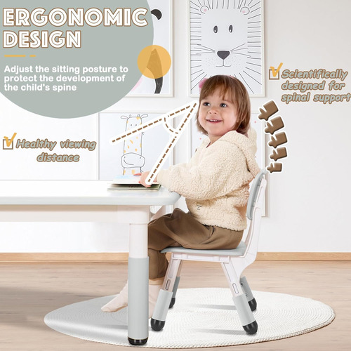 Happymaty Juego De Mesa De Manualidades Y 6 Sillas Para Niño