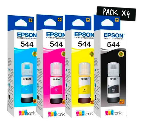 Pack 4 Tinta Original Epson 544 T544 L3110 L3210 L3250