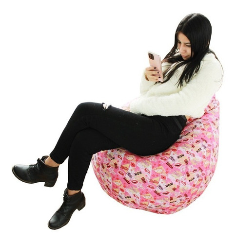 Imagen 3 de 4 de Asiento Puff Pera Sashija Con Diseño De Besos