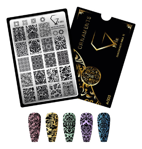 Placa Para Estampar Uñas Stamping Plate A-003 Ornaments