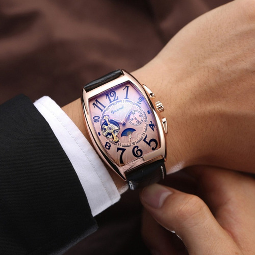 Reloj Mecánico De Cuero Luminoso De Moda G065