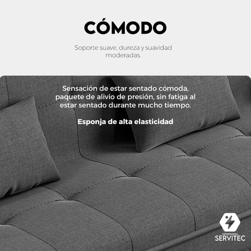 Sofá Cama 2 En 1 Plegable 120×100 Gris Oficina/depto