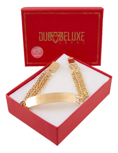 Esclava Hombre Rombo D 11mm Platabaño Oro24k Duodeluxejoyas®