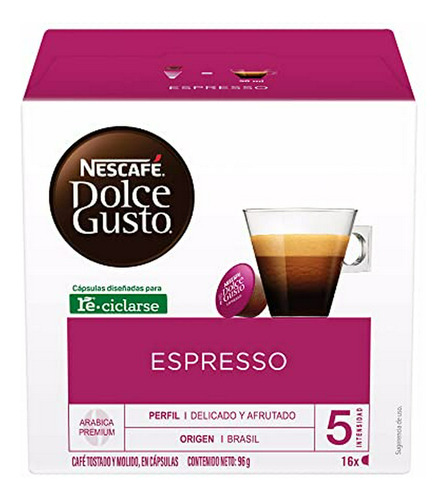 Cápsulas De Espresso Para Cafeteras  Dolce Gusto, 16 Unidade