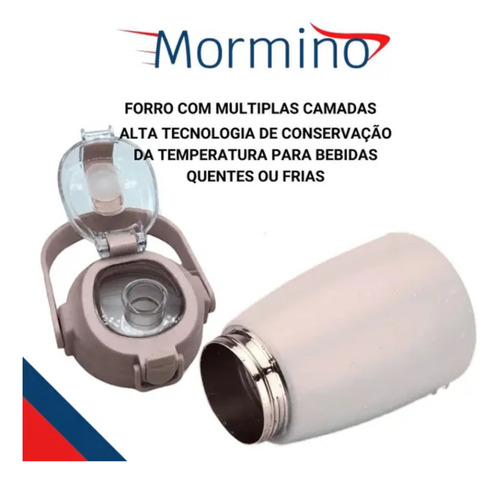Garrafa Squeze Térmica Aço Interno Externo Alça E Adesivos Cor Branco