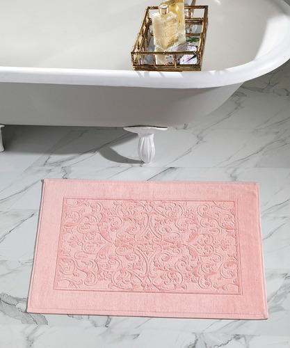 Toalha De Piso Jacquard Com Barra Velour 500g/m² Dohler Cor Rosa