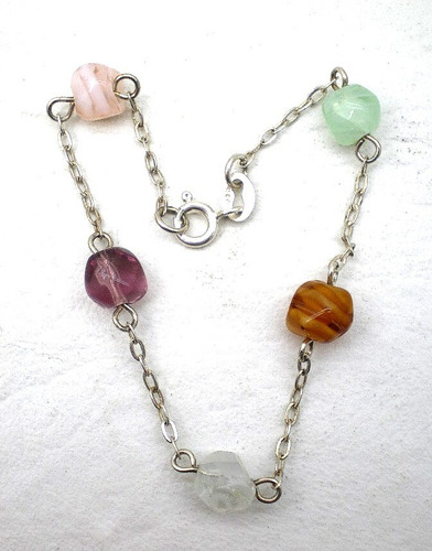 Pulsera De Plata 925 Con Cuarzos Naturales