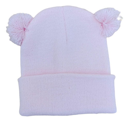 Gorro De Lana Para Bebe Gorrito Invierno Bebe Rosa Claro Pompon 6 Unico Lana Cashmilon