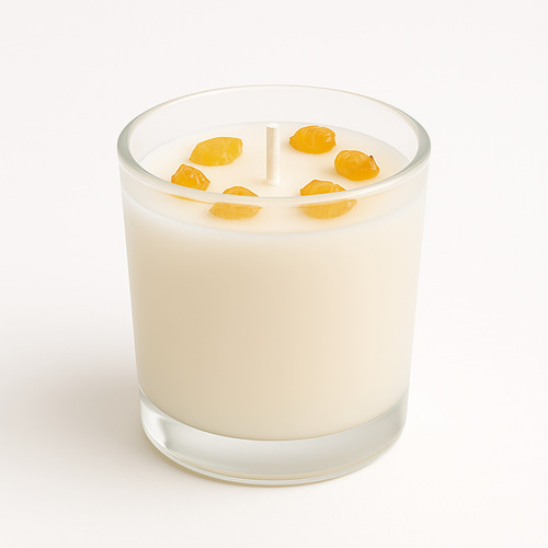 Vela Aromática Con Piedras Energéticas Y Ojo Turco Protector Amarillo Mix Berries