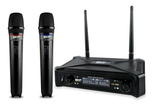 Microfones Skp Pro Audio Uhf-300d Dinâmico  Cardióide Preto