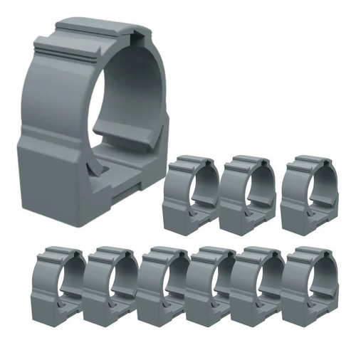Imagem 2 de 3 de Abraçadeira Nylon Fixação Eletroduto Pvc 3/4 Kit 10pçs Cinza