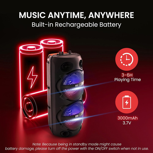 Pyle - Altavoz Bluetooth Pa Para Karaoke Y Diversión Sin Límites Con Luces Led