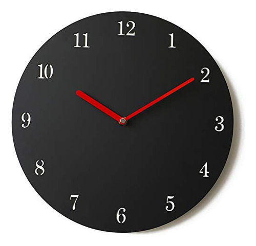 Reloj De Pared Negro Y Rojo Minimalista Moderno
