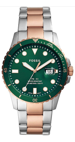 Reloj Hombre Fossil Fs5743 Fb-01 /relojería Violeta Color de la correa Plateado Color del fondo Verde/Or