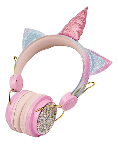 Audifonos Unicornio De Diadema Alambricos Niño Niña Rosas 