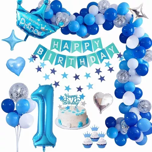 Decoración de Cumpleaños Azul para niños Happy Birthday Globos Feliz  Cumpleaños