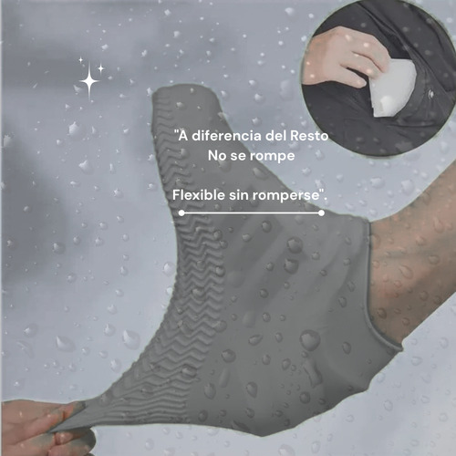 Cubre Zapato Silicona Impermeable Lluvia Gris Gris M