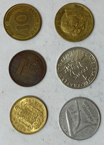 6 Monedas Brasil España Alemania Holanda Italia Franci 1m284