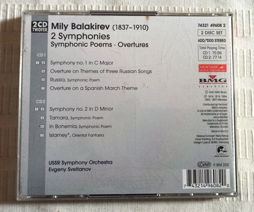 Balakirev 2cd Obras De Orquesta Sinfonías Etc Svetlanov Urss (Usado)