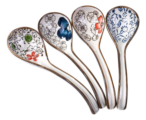 Juego De 4 Cucharas De Sopa Japonesas Y Coreanas, Cucharas D