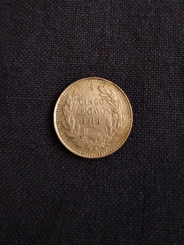 Moneda Chile Plata 5 Centavos 1916. J