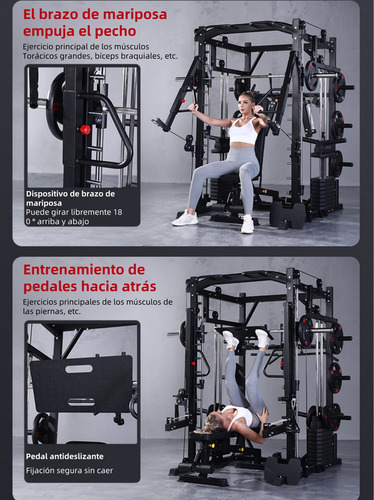 Jaula Smith Crossover De Peso Integrado Gym Multifuncional Negro Negro