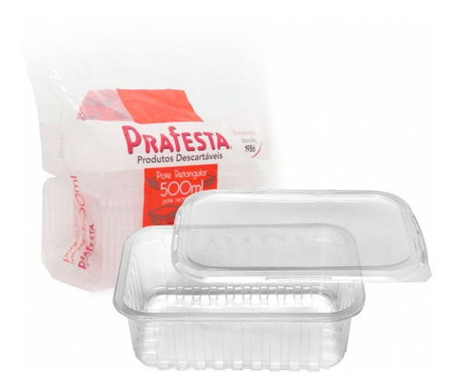 Imagem 1 de 9 de 24un Pote Descartável 500ml Freezer Microondas Marmita