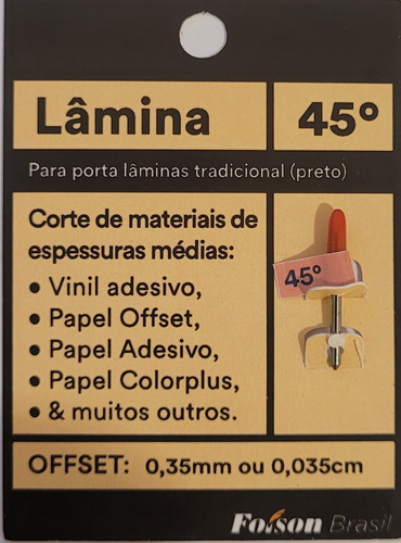 Lâmina Original Plotter Recorte Foison, 45°, 30°, Ou 60°.