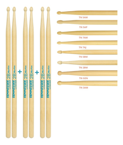 Kit 3 Pares Baqueta 5ap Tennessee Marfim P.madeira Liverpool