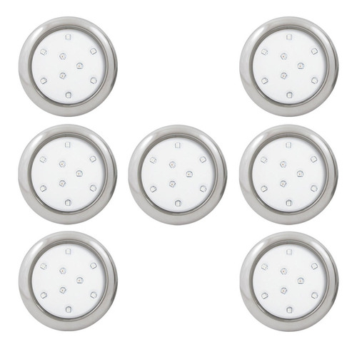 7 Luminárias Led Piscina Rgb Color 9w 80mm Ip68 Corpo Inox