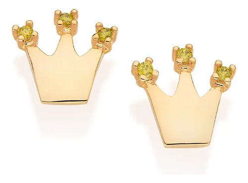Brinco Coroa Princesa Tiana Zircônias Verde Rommanel 527292
