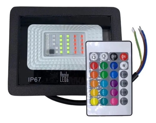 Reflector LED RGB de 20 W, Ip67, color con carcasa de control de color negro, 110 V/220 V