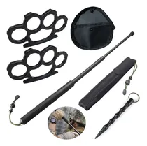 Comprar 4pzs Defensa Personal Set Bastón Retráctil Táctico Manopla