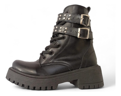 Bota Borcego Mujer Con Hebillas Y Tachas. Ecocuero. 503