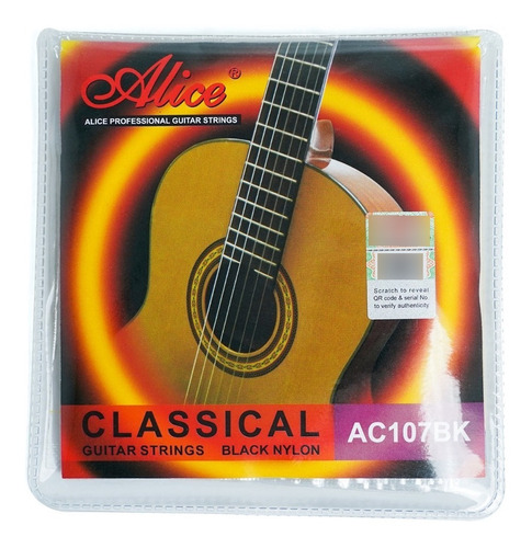 Set De Cuerdas Nylon Negra Para Guitarra Clasica Alice Ac107