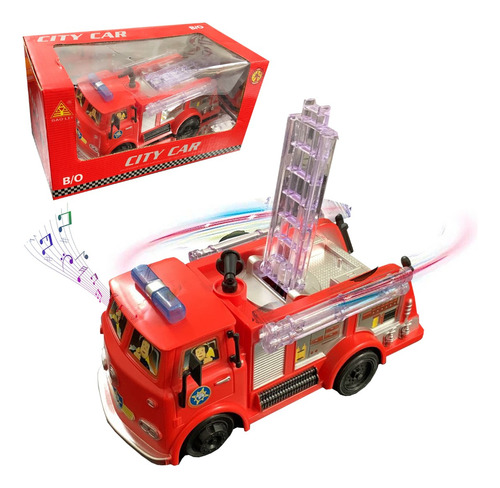 Caminhão Bombeiro Carrinho Escada Corrida Brinquedo Infantil Cor Vermelho