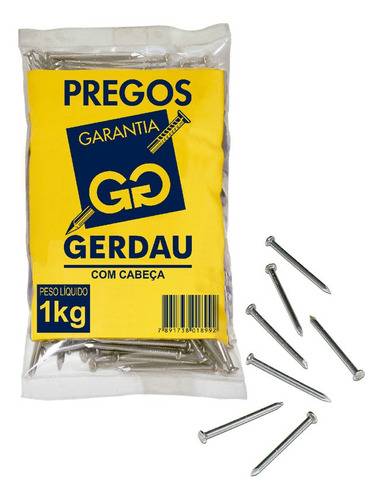 Prego Com Cabeça Aço 18x27 Gerdau