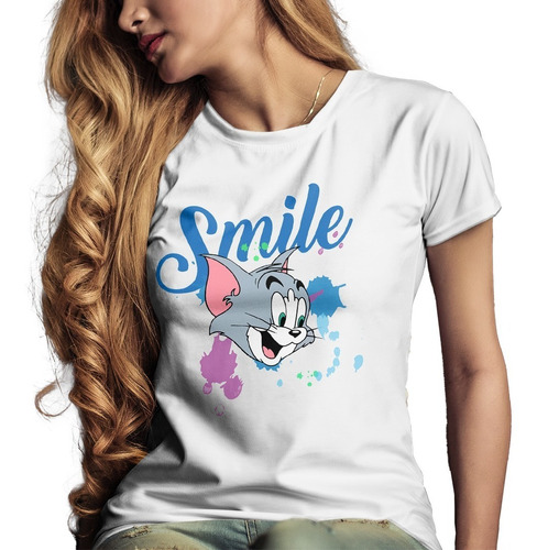 Remera Blanca Tom & Jerry Smile