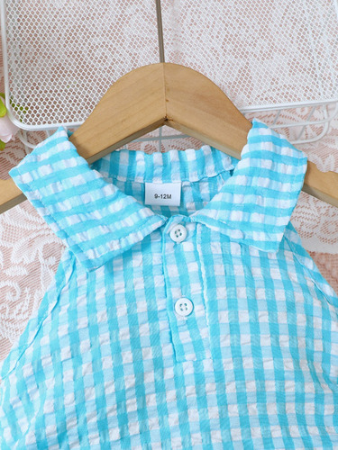 Vestido Xadrez Sem Mangas Com Cordão Lateral De Lapela Para