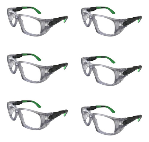 6 Óculos De Segurança Armação Para Lente De Grau Univet 5x9 Lente Não Possui Lente