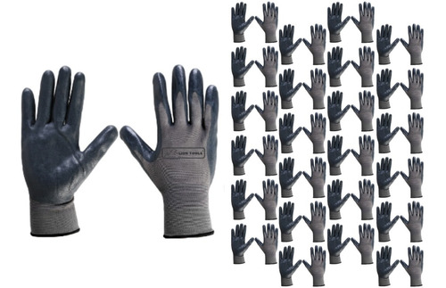 24 Pares Guantes Chicos Nylon Negro Palma Nitrilo Seguridad 