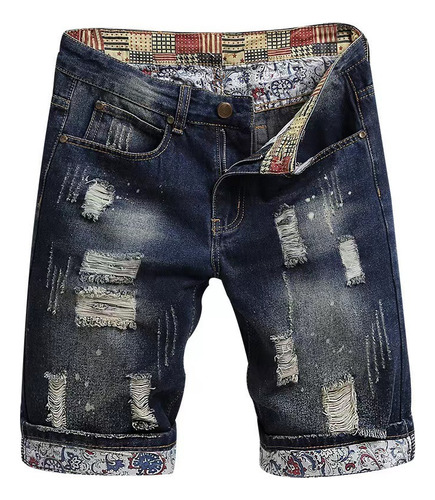 Pantalones Cortos Vaqueros Vintage Ripped Para Hombre