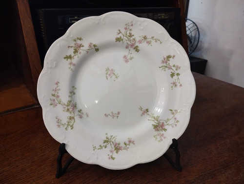 Antiguo Plato Decorativo De Loza Inglesa Johnson Bros Flores