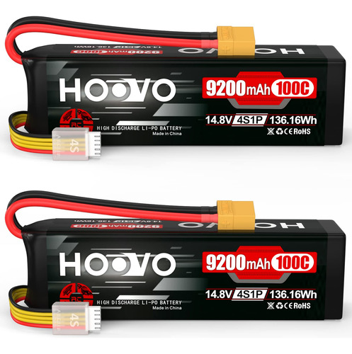 Hoovo 4s Lipo Batera 9200mah 14.8v 100c Con Placa De Metal X