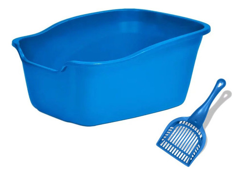 Litera Para Gatos Borde Alto Grande + Recogedor Arena Estánd